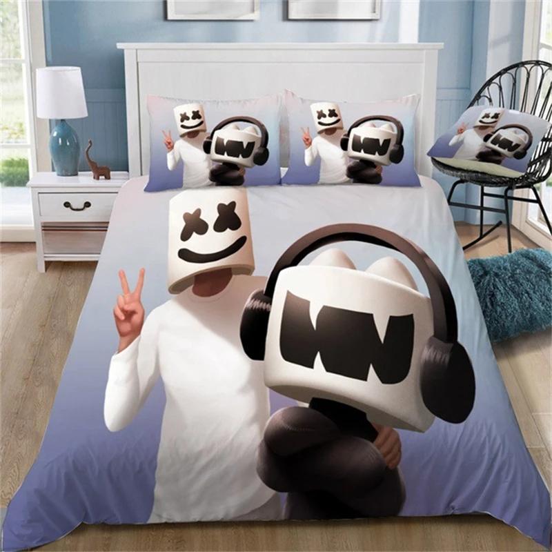 Popular DJ Marshmello 3d Bedding Set Duvet Cover Set Pillowcase Bedclothes Twin Full Queen King Size Bed Linen Set Home Textiles