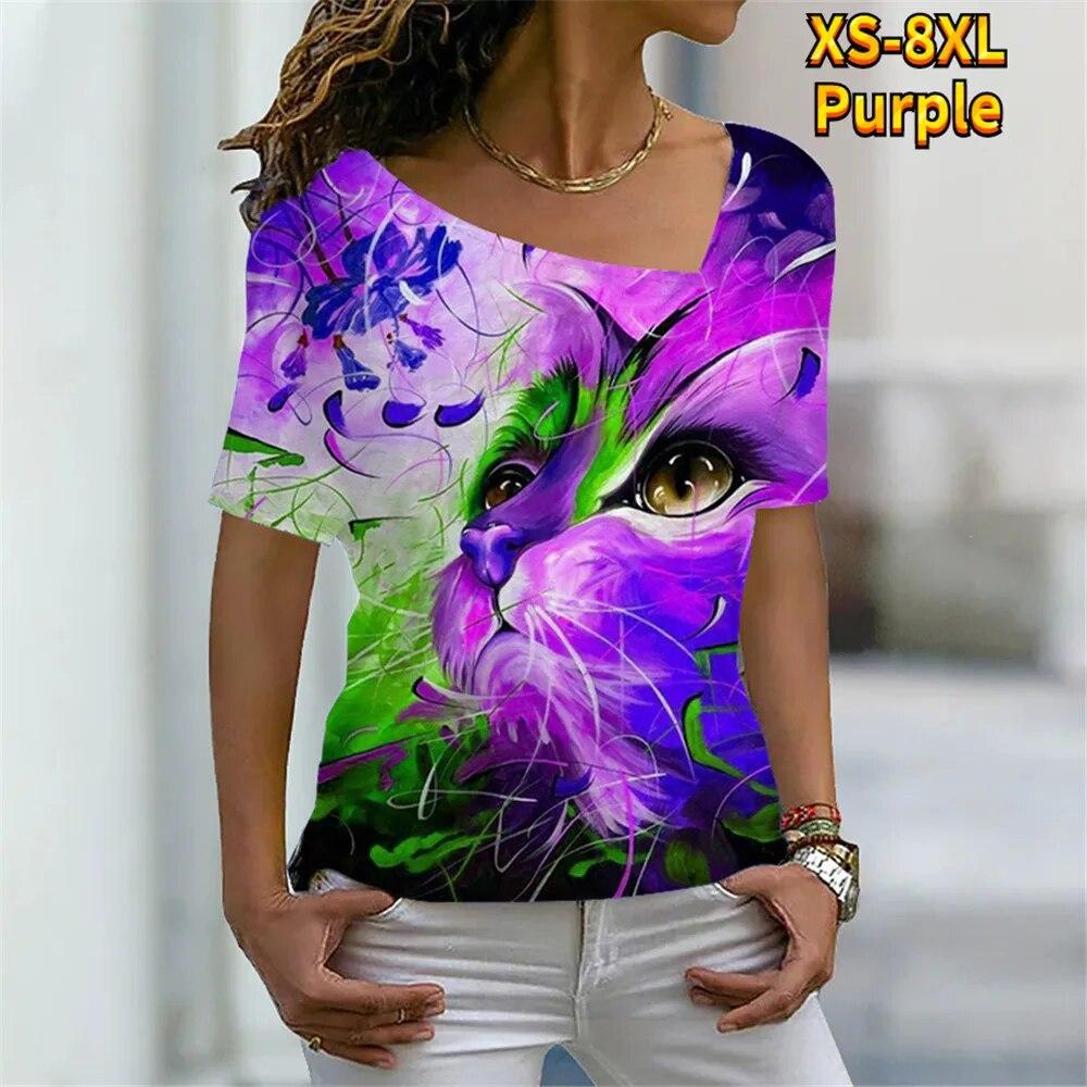 Женская футболка с цифровым 3D принтом «Милый кот» — фото 8