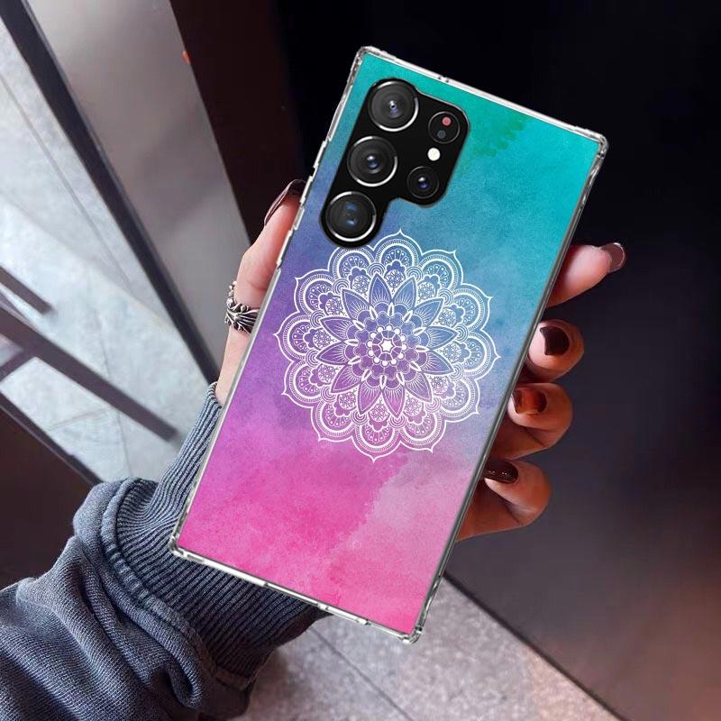 Totem Mandala Colorful Flower Phone Case For Samsung Galaxy S23 S24 S25 Edge S26 Ultra S22 + S21 Plus S20 FE Cover Silicone Prin