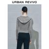 UR Women's Double Zipper Hooded Knit Cardigan