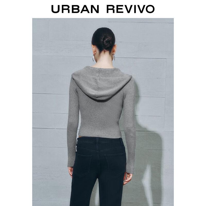 UR Women's Double Zipper Hooded Knit Cardigan