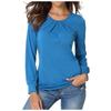 Women's  Long-Sleeved  Pleated Casual Stretch Tunic Top Shirts Spring