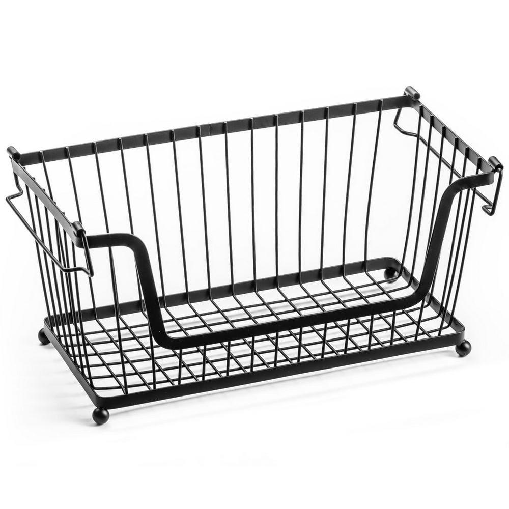 Fruit And Vegetable Basket, Metal, Black, Stackable, Kitchen, 31X17.5X15.5Cm
