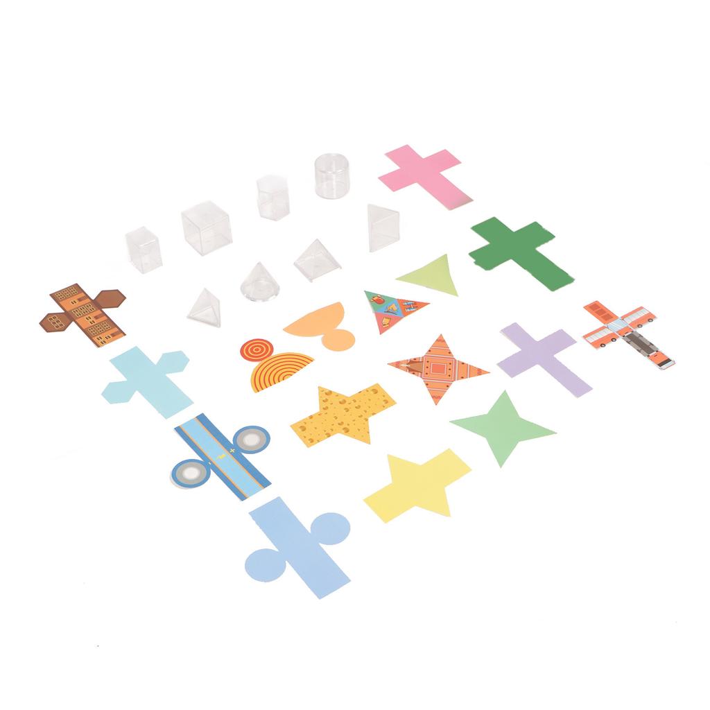 8Pcs Clear Geometric Models with Folding Geometric Card Paper Educational 3D Shapes Transparent