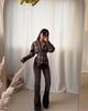2026 Spring Plaid Lace-up Long-sleeve Shirt with Irregular Hem and Cinched Waist