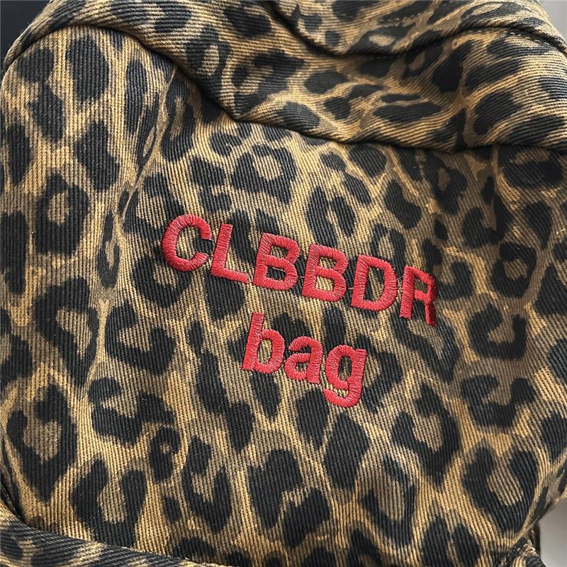 Leopard Print Canvas Fashion Backpack for Women, Casual School Travel Bag with Detachable Shoulder Straps