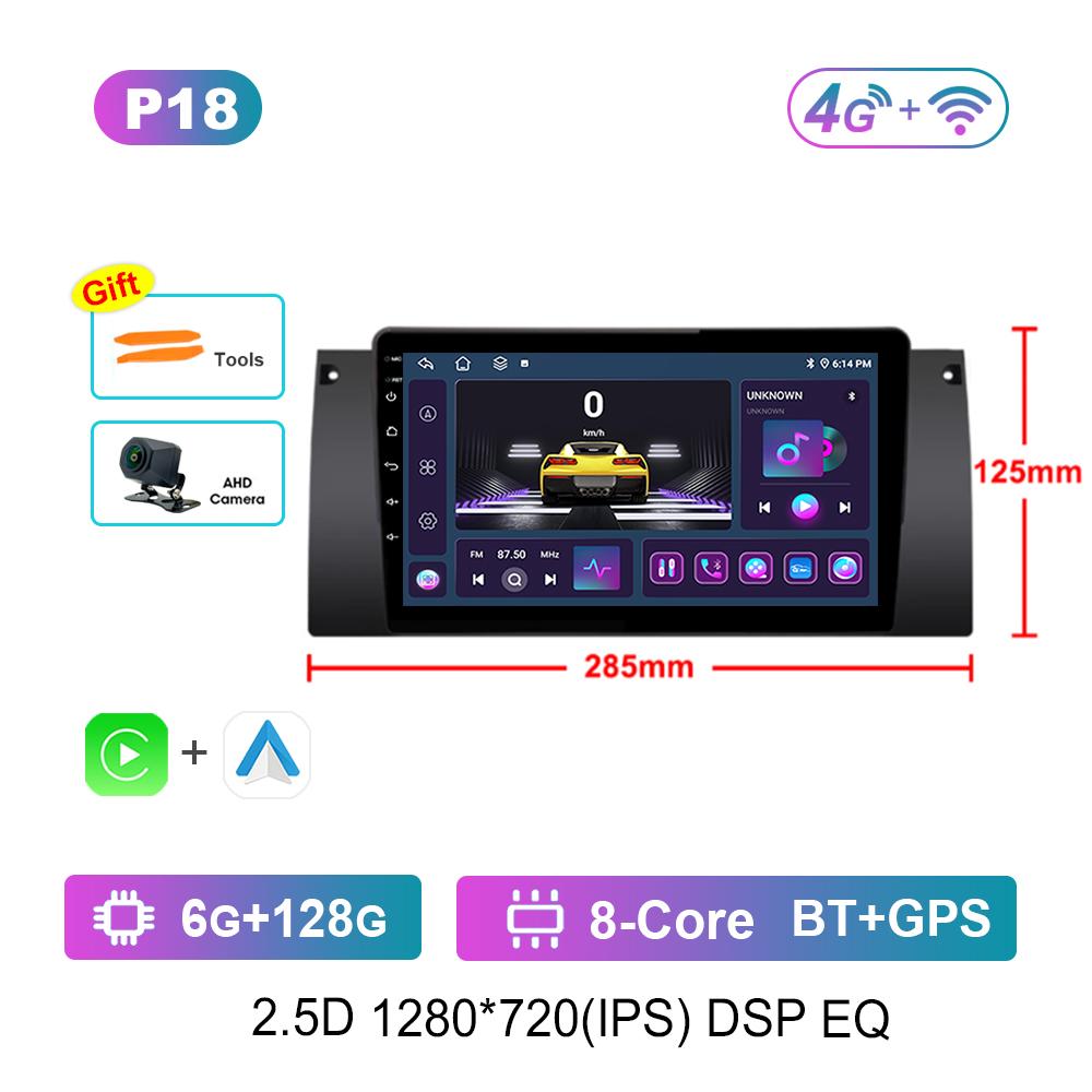 9 Inch Android OS Carplay Car Radio Multimedia Player for BMW E53 X5 2000 - 2007 GPS Navi WiFi IPS Touch Screen DSP Stereo 4G BT
