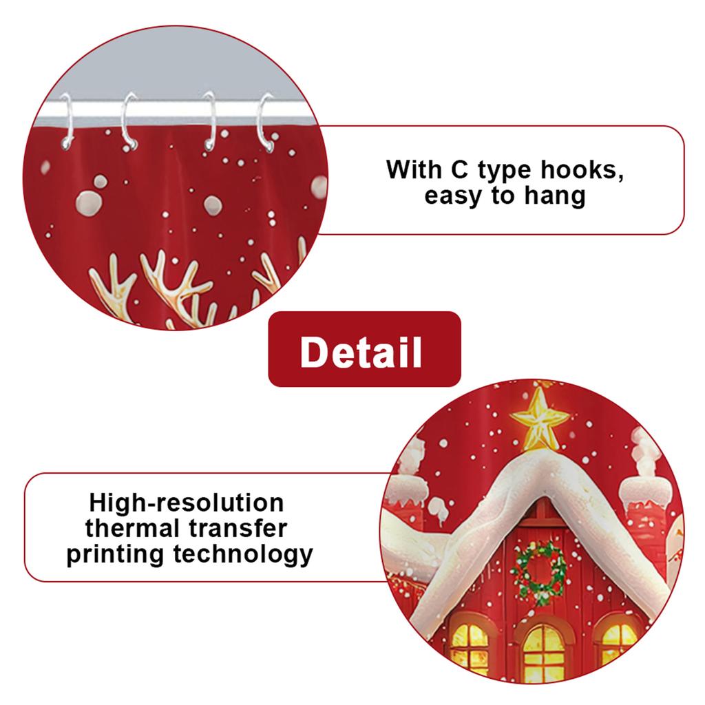 4Pcs Christmas Shower Curtain Set Non-Slip Bathroom Decoration Set Waterproof Home Bathroom Decor Suit Festival Gift for Friends