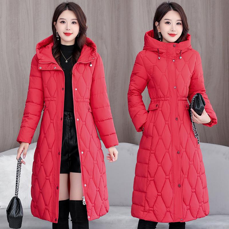 Down Coat for Women Winter Fleece Thickened Plush Hooded Loose Windproof Casual Jacket