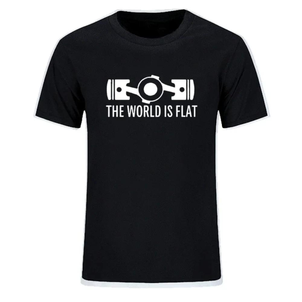 Nové letní tričko The World Is Flat Engine s krátkým rukávem, zakázková trička, nový styl, pánská bavlněná trička s kulatým výstřihem, módní streetwear
