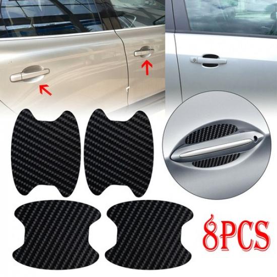 4x Car Door Handle Sticker Carbon Fiber Protective Film Anti-Scratch Accessories