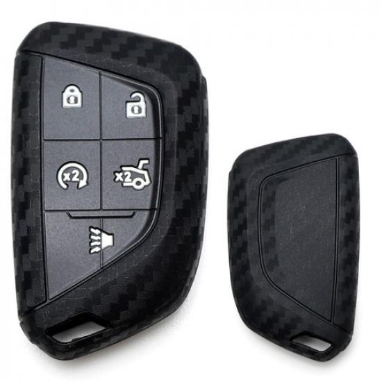 Twill-Weave Silicone Key Fob Cover For -up Cadillac CT5 CT6 XTS XT4 XT5 ATS