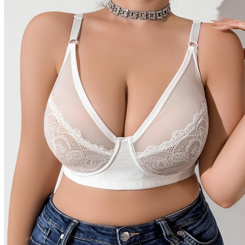 Lace Large Size Thin Push-Up Bra Semi-transparent Sexy Adjustable Underwear