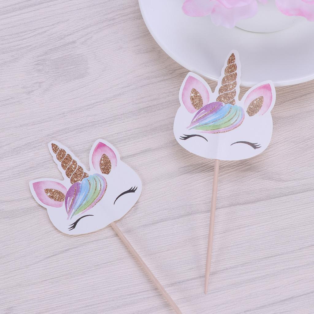 48 Stück Kuchen-Topper beidseitig Exquisite Spieße für Kindergeburtstag Cupcake-Dekoration Kuchenfahnen Cupcake-Topper