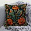 William Morris Inspired Robin Bird Pillow Cover Vintage Art Nouveau Floral Print Cushion Case For Sofa Couch Boho Home Decor