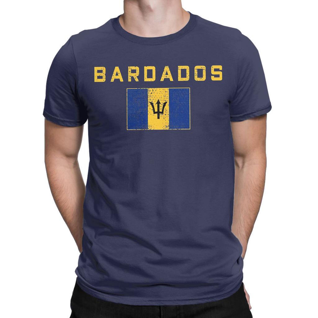 Unisexs WoUnisexs Barbados Flagge Barbadisches T-Shirt Reine Baumwolle Bedruckte T-Shirts Oberbekleidung