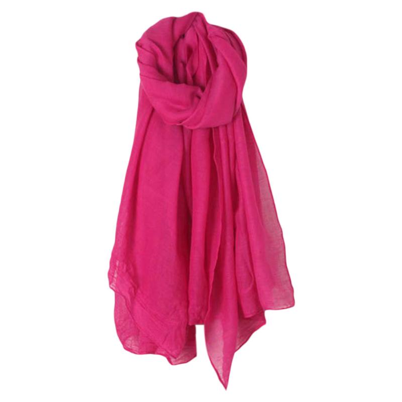 Fashion New 16 Colors Women Long Scarf Wrap Scarves Vintage Cotton Linen Large Shawl Hijab Elegant Solid Black Red White