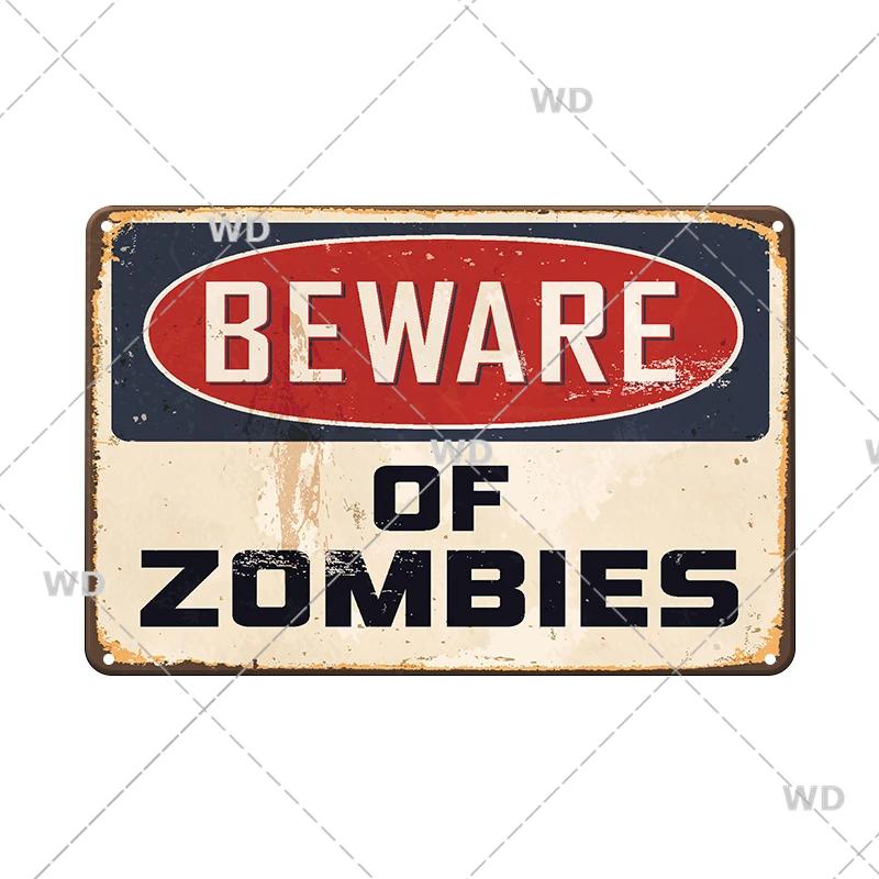 Retro Vintage Beware Of Dog Warning Vintage Tin Signs Caution Metal Plate Metal Poster Plaque For Club Home Pub Bar Wall Decor