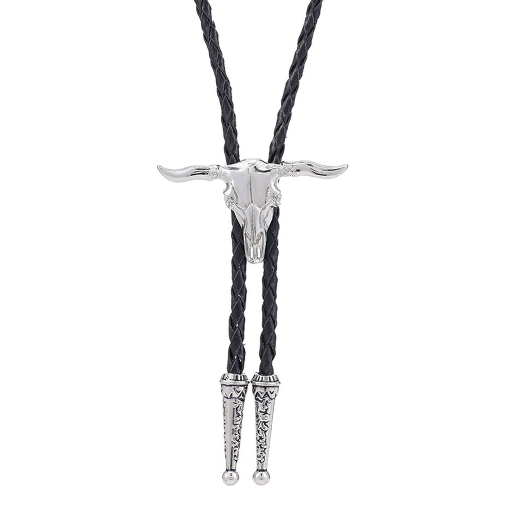 Western Cowboy Bolo Tie Bull Necktie Necklace Costume for Sweater American Bolo Tie Western Jewelry