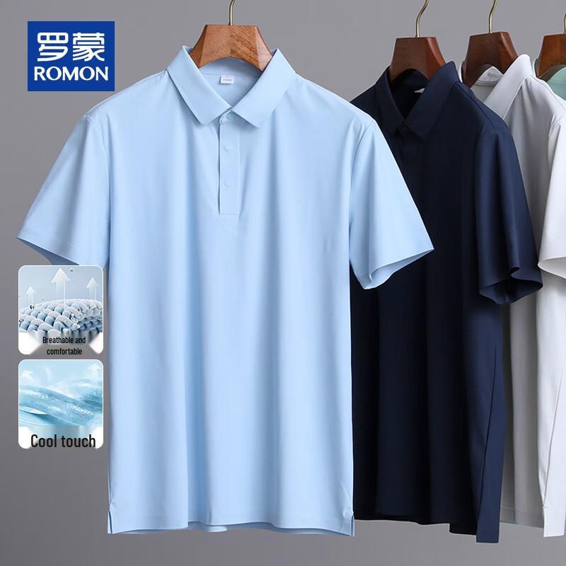 ROMON Men's Cooling Ice Silk Polo Shirt