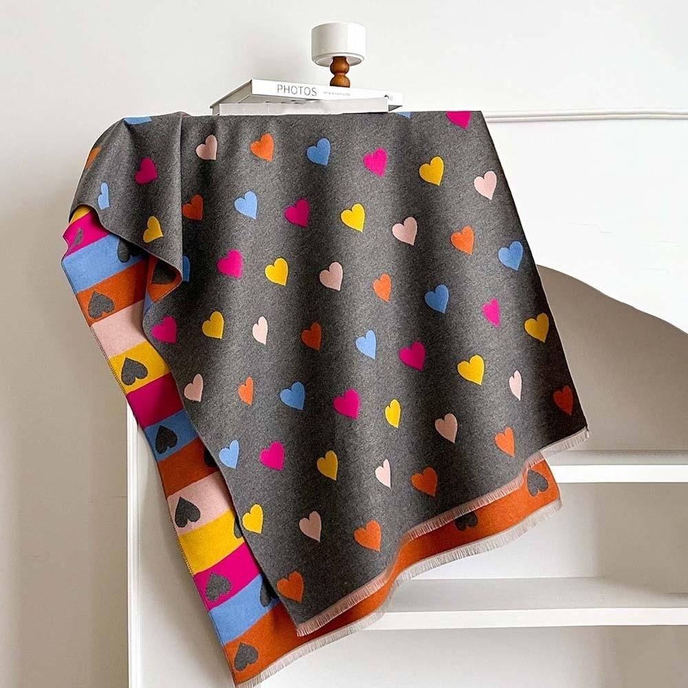 Soft Winter Warm Shawl Warm Faux Cashmere Wrap Colorful Knit Stole Korean Style Muffler Daily Wear