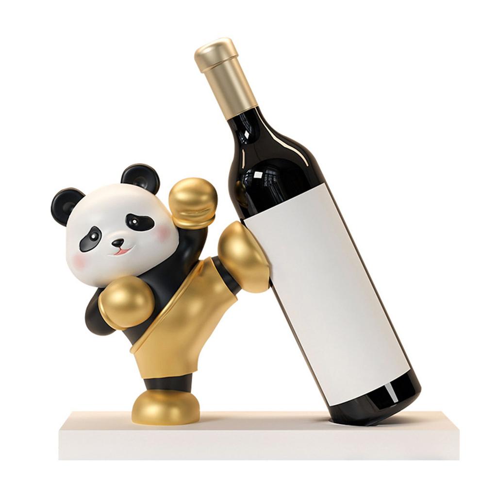 Handcraft Panda Wine Rack Sculpture For Displaying In Cabinets On Counter top for Inside Cabinet Wine Storage