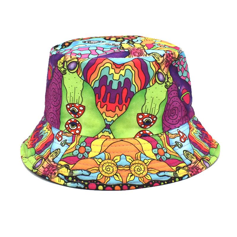 Fashion Floral Print Hip Hop Street Bucket Hat for Women Men Summer Outdoor Sunscreen Travel Beach Fisherman Hat Decorate Panama