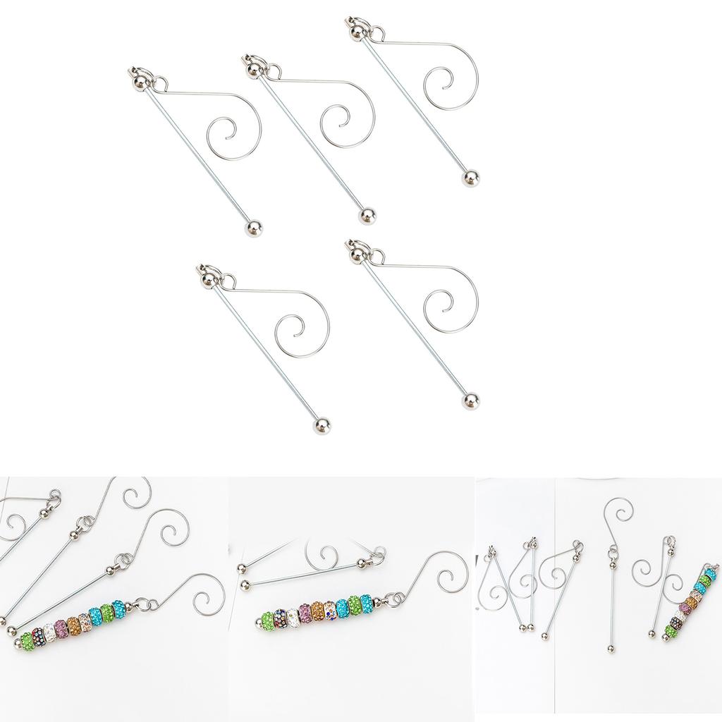 5pcs Silver Beadable Blanks Hanger Silver Beadable Hangings Hook for Customized Christmas Pendant Accessories