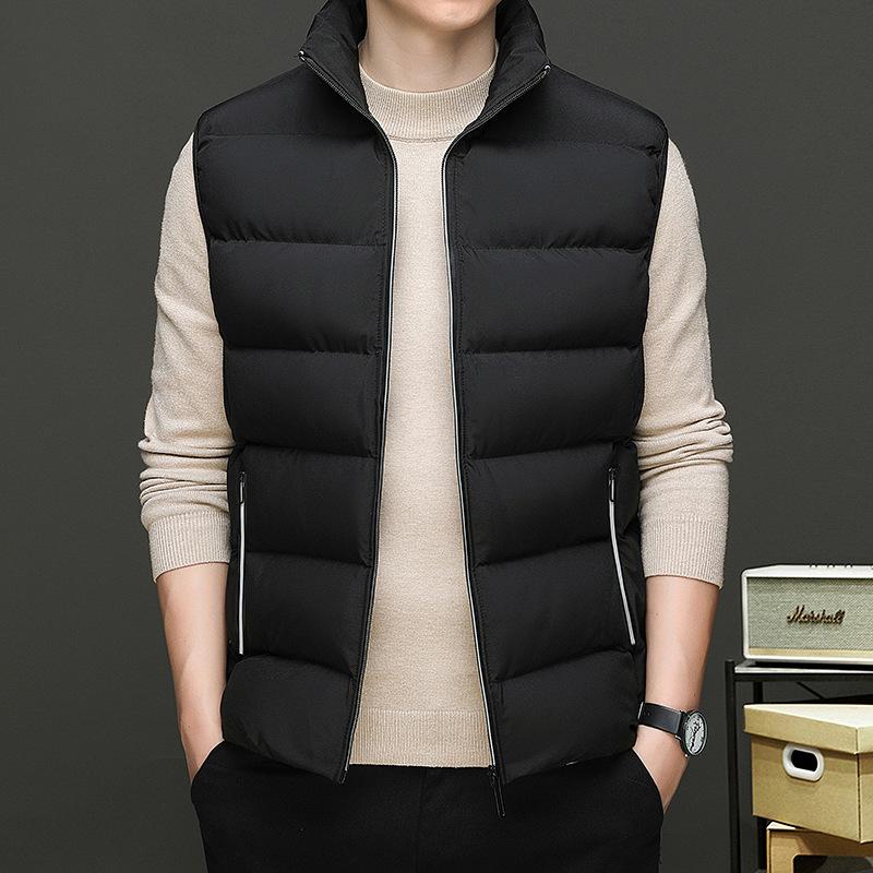 

Vest men s autumn and winter trend thickened warm solid color cotton-padded vest winter men s casual vest jacket men M