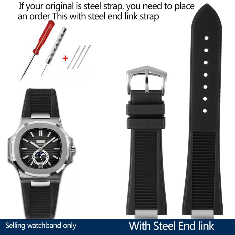 25*13mm Silicone Rubber Watchband For Pa-tek Philippe Nautilus Series 5711/5712/5980 Waterproof Sports Strap Bracelet Brown Blue