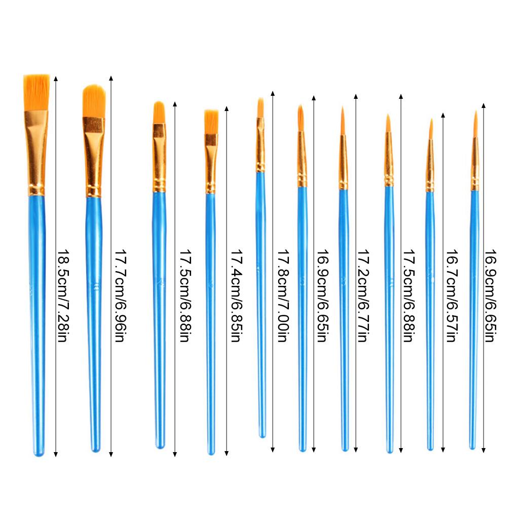 10 bucăți pensule cu mâner din lemn acuarelă acrilic copii pensule portabile accesorii pentru începători artiști