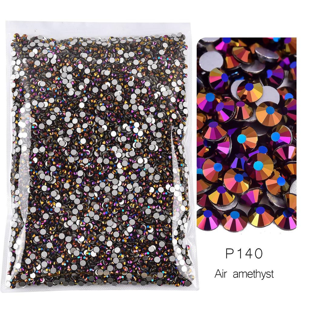 P72-180 Glass Nail Art Large Bag Flat Bottom Diamond, Silver Plated Diy Diamond Jewelry Accessories Mobile Phone Case Rhinestone Accessories