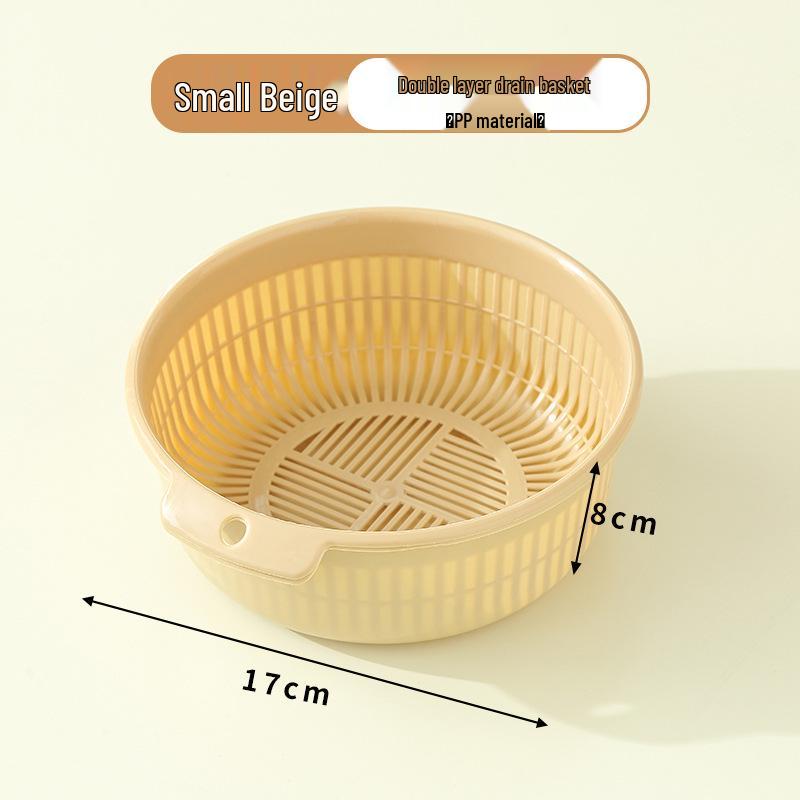Dual-Layer Kitchen Storage Basket: Drainable, Multi-Purpose for Fruits & Vegetables