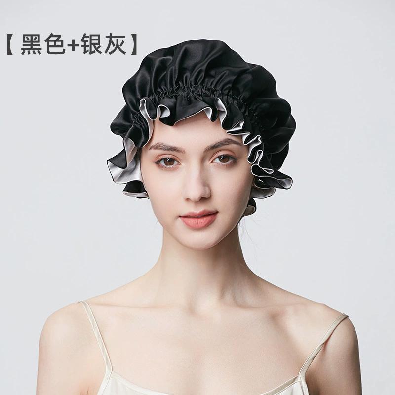 100% Mulberry Silk Hood Sleeping Cap Women's Night Hat 19 Momme with Adjustable Ribbon Hair Care