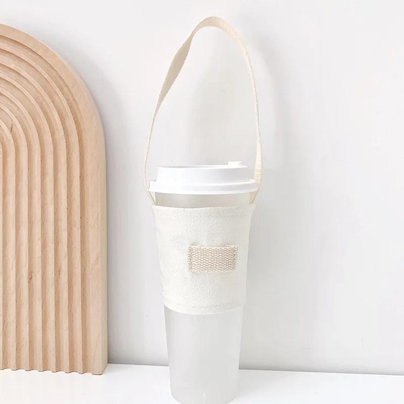 Beverage Cup Tote Bag Mug Sleeve Wrap Colorful Canvas Easy-take Cup Set Beverage Cup Bag Durable Handmade Canvas Cup Bag Home