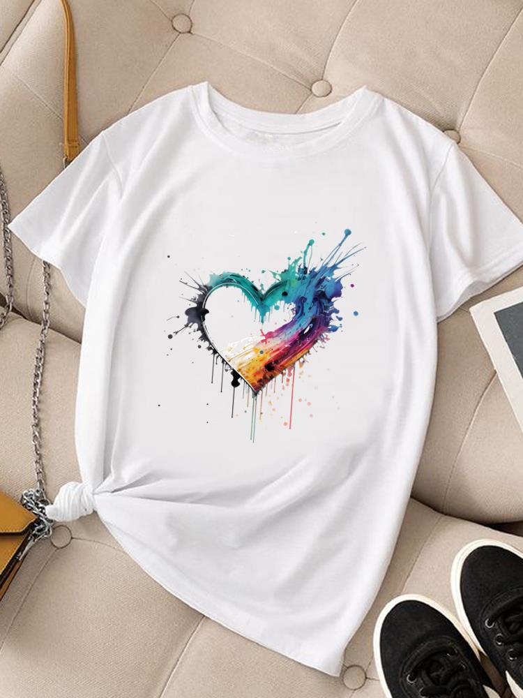 (Asian Size) Women Fashion Tee Top Clothing T Shirt Woman Print flower trend cute Female Short Sleeve Graphic T-shirts