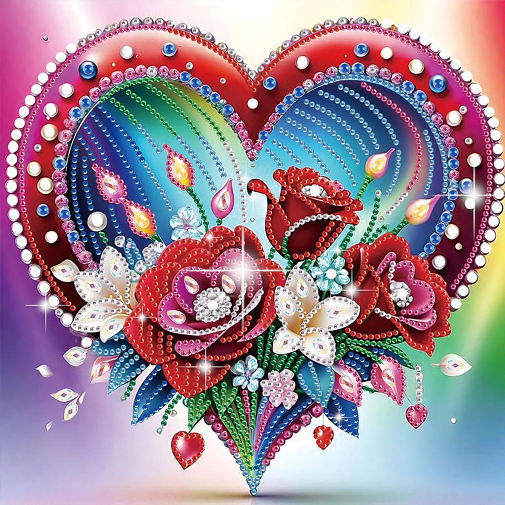 Flowers Special Shaped 5D DIY Partial Drill Diamond Painting Kits for Adults Home Wall Decor Diamond Art Kit 30x30cm