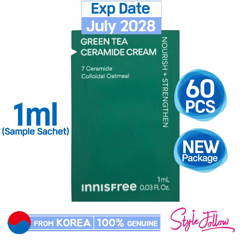 60pcs_[INNISFREE] Green Tea Ceramide Cream 1ml (Sample Sachet)