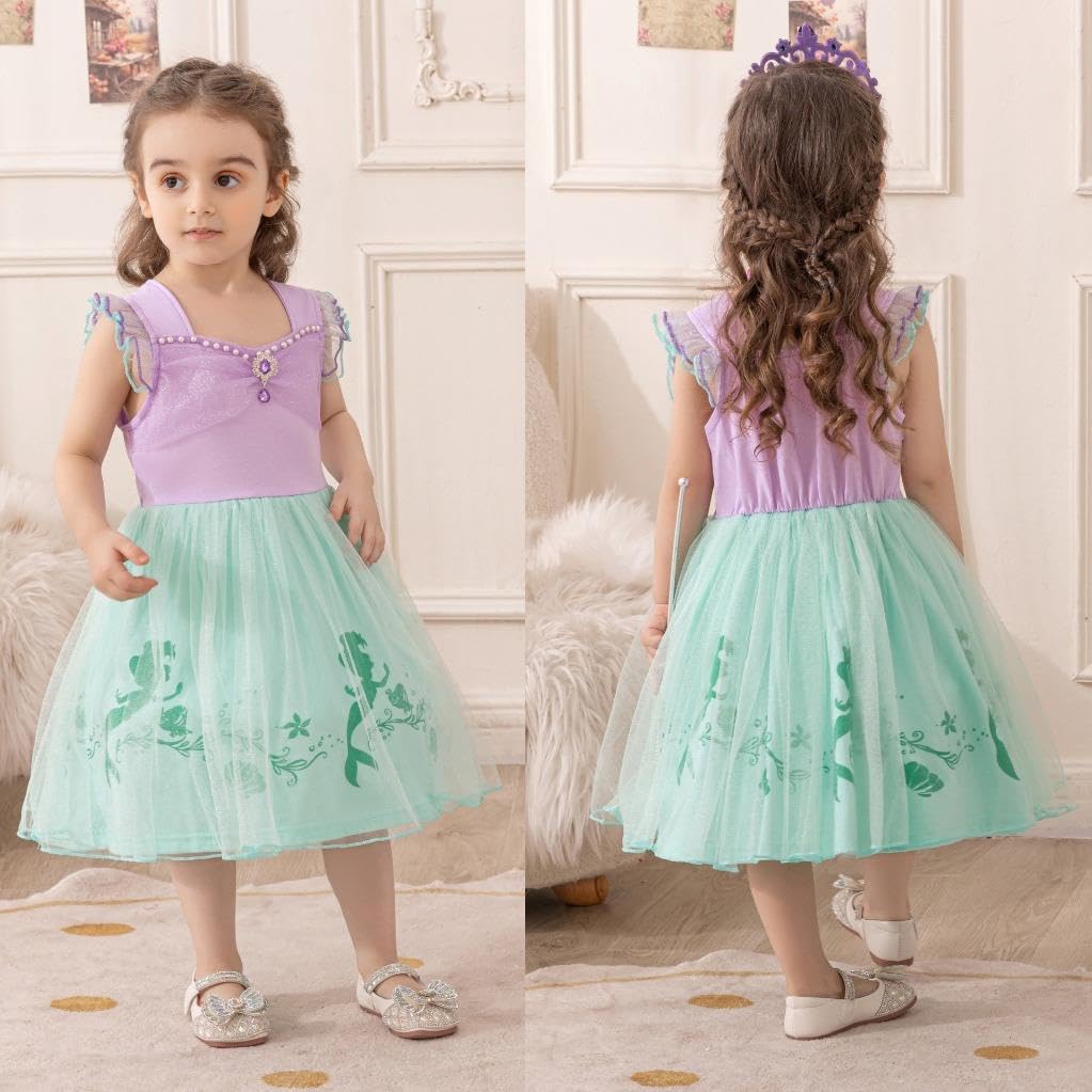 Dressy Daisy Toddler Tulle Skirt Mermaid Cosplay Ariel Princess Halloween Size Ages Girls' Costume, Costume, Dress, Costume, 110, 4-5