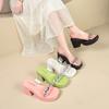 Transparent High Heels Cool Slippers Women's 2025 Outer Wear Crystal Thick Heel French Temperament One-word Women's Slippers