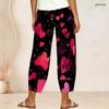 Women Plus Size Cross Hem Long Pants Retro Star Stripe Geometric Print Loose Casual Trousers