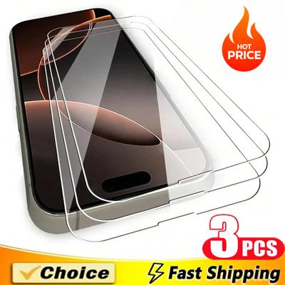 3 Stück gehärtetes Glas für iPhone 16 11 12 13 14 15 Pro Max Displayschutzfolie für IPhone 13 Mini XR X XS MAX 8 7 16 Plus Glas