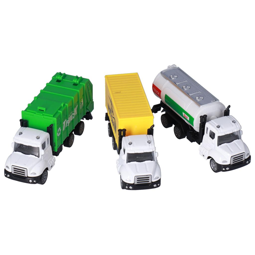3pcs 1:50 Garbage Truck Models Set Plastic Alloy Sanitation Tanker Trucks Toy Set for KidsPull Back