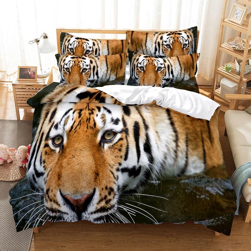 Tiger Duvet Cover Set King Size 230x260 Double Bed Single Queen Full Animal Quilt Case Linen 3D Pillowcase Twin Bedding Sets