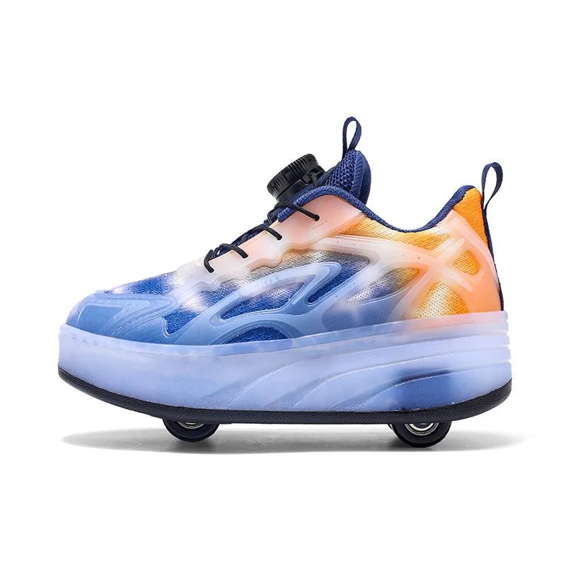 

4 Wheel Racing Roller Skates for Boys and Girls Speed Roller Inline Skates Shoes for Children Ice Skating Sneaker with Wheels 39