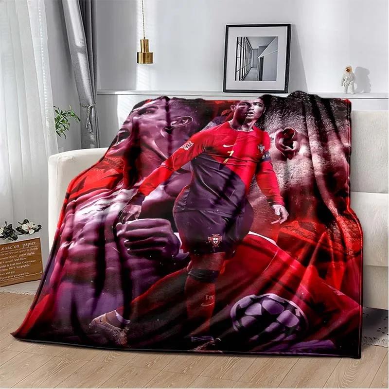 

CR Football Star D Plush Throw Blanket Soft Flannel for Bedroom Living Room Sofa Picnic Cover Cozy Warm 40x50in