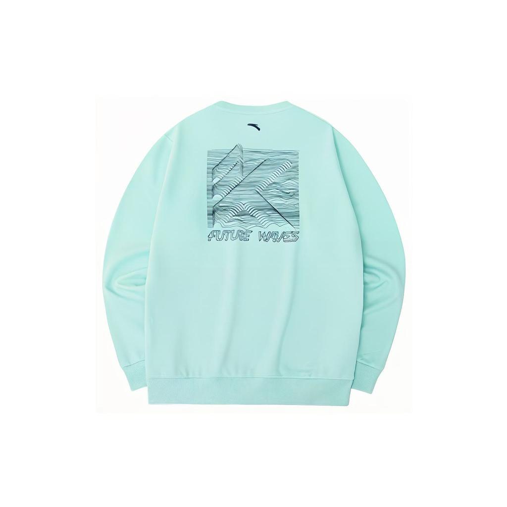 Anta Abstract Back Pattern Print Crew Neck Long Sleeve Sweatshirt Men Tops Light-Beach-Green 152231710-2