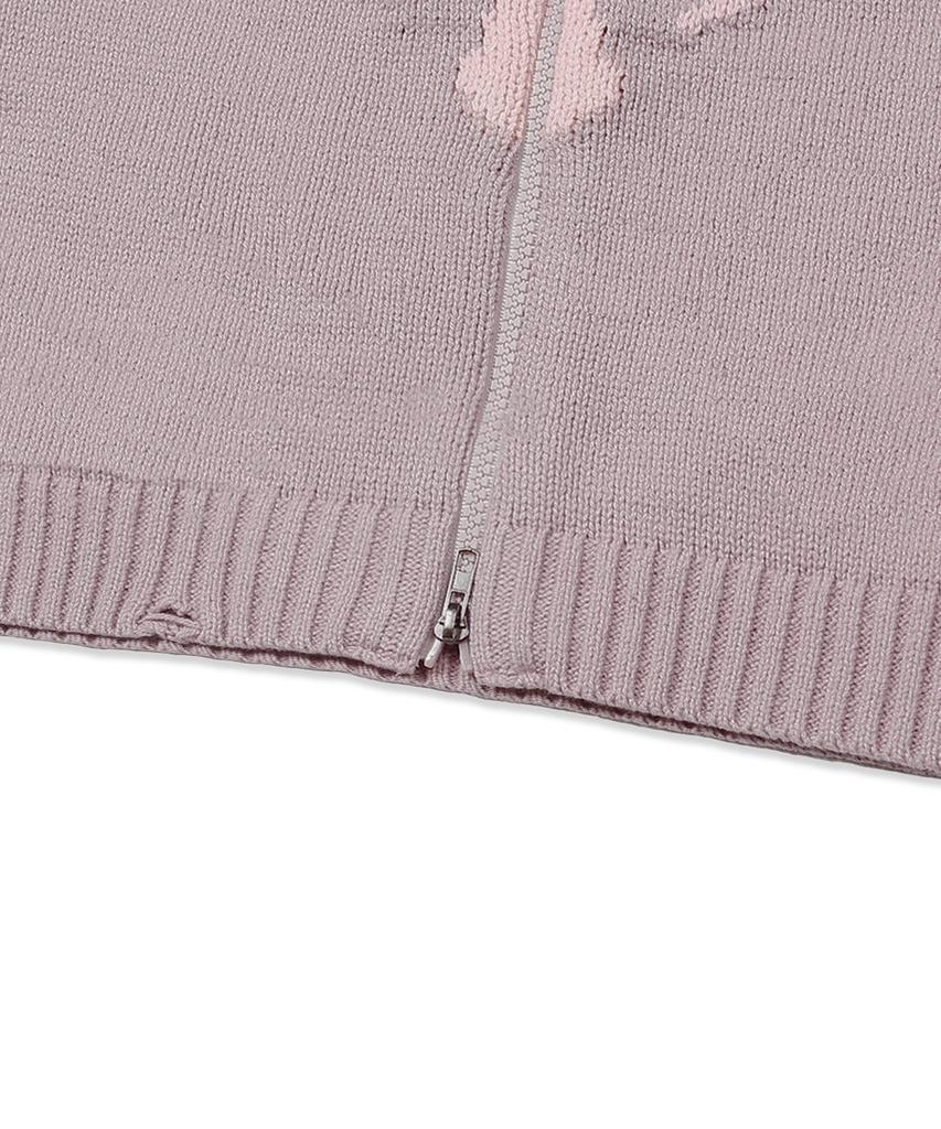 XTONZ Xtk037 Bow Knit Zip-Up (Vintage Pink)