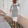 Fall Winter Lazy Wind Loose V-Neck Sweater Suit Women's Long Sleeve Knit Wide Dress