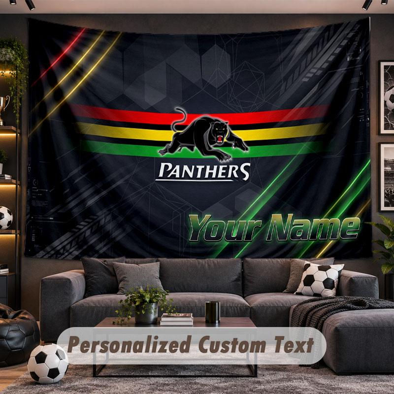 Wall Hanging Tapestry Custom NamePenrith Panthers Pattern Personalized Printed Fabric Wall Decor